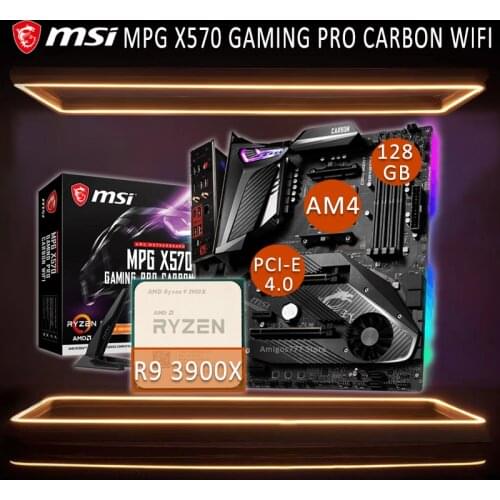MSI MPG X570 GAMING PRO CARBON WIFI Gaming Motherboard With AMD Ryzen 9 5900X Motherboard Cpu Full Combo DDR4 X570 Placa-mãe AM4