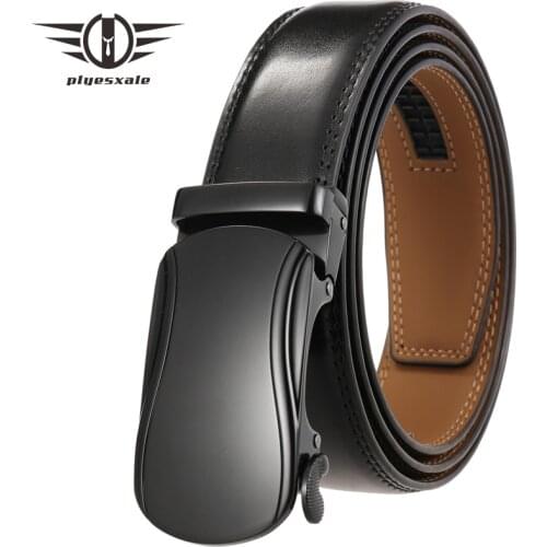 2021 NEW Men Belt Genuine Leather Automatic Buckle Luxury Brand Male Belts Black Strap Original Natural Cowskin Belts B386
