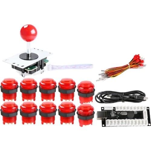 Reyann LED Arcade DIY Parts Kit 5V USB Encoder Board + Arcade Gamepads Cables + 10x LED Button Wires Harness To Fighting Games