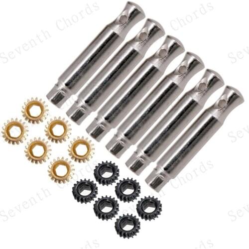 A Set Guitar Tuning Pegs Tuners Machine Heads 1:18 Gear and Pins (Diameter 6mm,String Hole on the Top of Pin Concave)