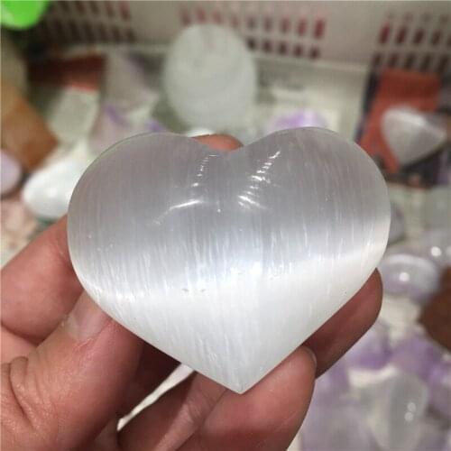 Natural White Selenite Carving Heart Raw Gemstone Meditation Crystal Healing Crystal Energy Mineral