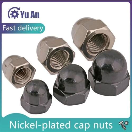 Black One-body Cap Nut Half Round Hexagonal Cap Nut Cover-shaped Decorative Nut Ball Nut M3-M12 20Pcs
