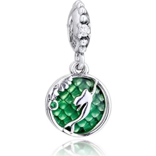 QANDOCCI 925 Sterling Silver Original Beads Charms Fit Pandora Bracelet Ariel Hanging Charm for Women DIY Jewelry kralen