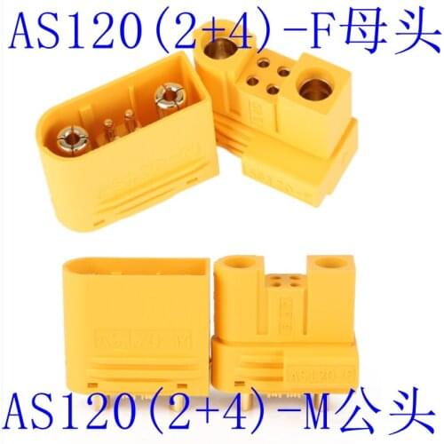 2Pairs RC Model 60A Large Current Connector AS120 Female Male Plug with Signal Pin Battery Connecting Controller Joint Connector