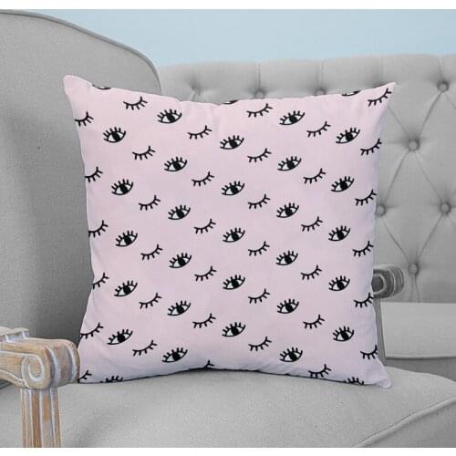 Eyelash Pink Cartoon Eye Printed Throw Pillow Case Plush fabric Pillowcase Home Decorative Pillow Hot
