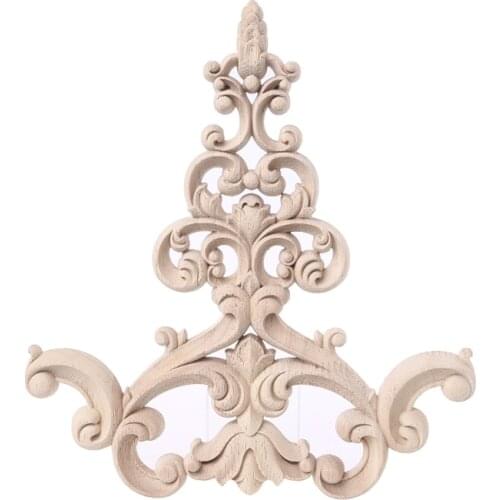 Wood Carved Furniture Corner Carving Decal Onlay Applique Unpainted Retro Wood Mouldings European Carved Wood Decal Wood