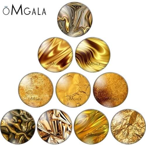 Luxuy Golden Texure Pattern 10pcs 8mm/10mm12mm/18mm/20mm/25mm Round photo glass cabochon demo flat back Making findings