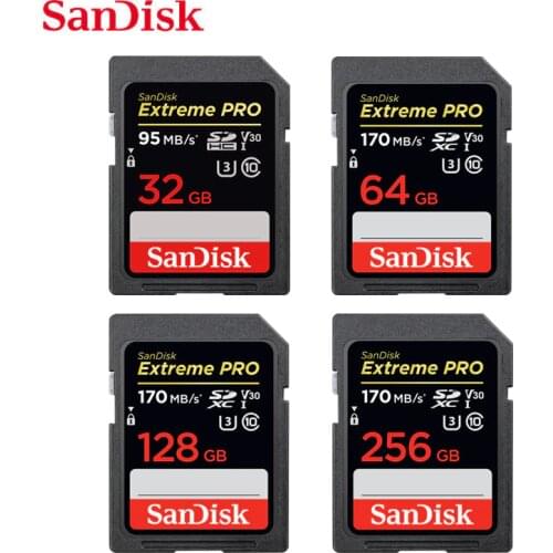 SanDisk Extreme PRO SD Card 16GB 32G 64G 128G 256G SDHC SDXC UHS-I Class10 95M/s U3 Memory Card Support V30 4K for Camera/DV/SLR