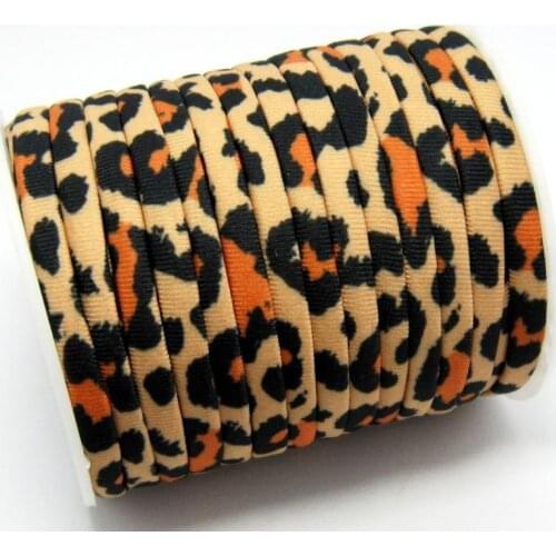 Khaki Leopard lycra cord 5mm Elastic lycra cord stitched Lycra strips swimwear & bikini making