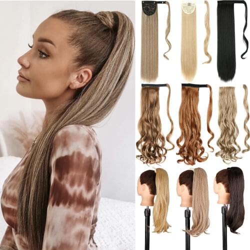 22inch Long Straight Clip in Hair Tail Nature FaKe Ponytail Extension Hairpiece With Hairpins High temperature Synthetic Ponytai