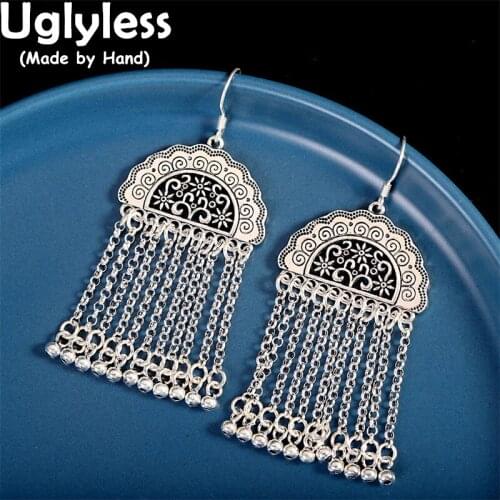 Uglyless New Arrived Fashion Exotic Earrings for Women HOT Island Stylish Summer Dress Jewelry 925 Thai Silver Brincos Tassels
