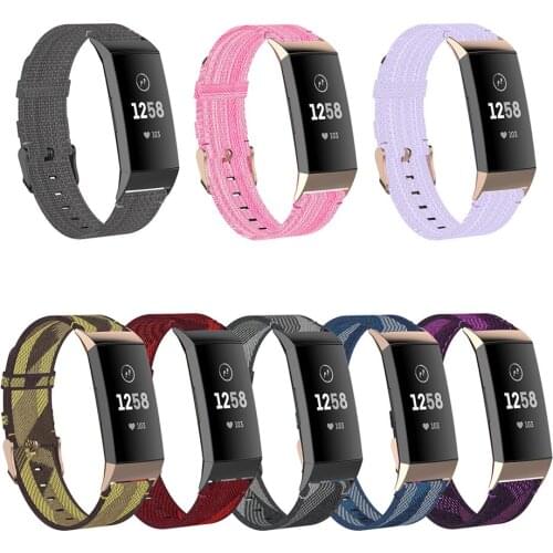 Universal Nylon Denim Wristband Watch Strap for Fitbit Charge 4/ 4SE/ 3/ 3SE Smart Watch Replacement Watchband Strap Bracelet