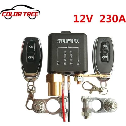 Positive/Negative Universal 12V Car Battery Switch with 2Pcs Wireless Remote Control Manual Control Disconnect Latching Relay