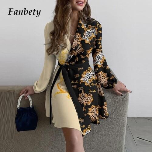 2021 Autumn Women Fashion Mini Dress Solid Lapel Wrap Long Sleeve Party Dresses Elegant Adjusted Belted Blazer Office Lady Dress