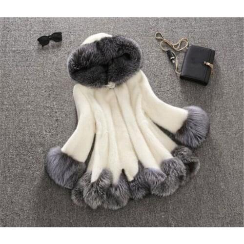 Winter Coat High Imitation Fur Coat Women Hooded Casual elegance Fur Collar Coat Medium-Long Overcoat