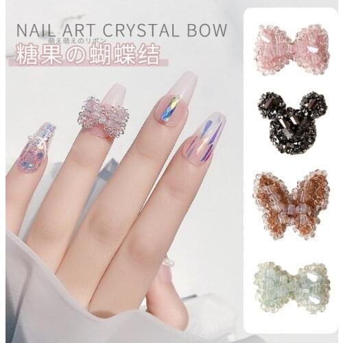 2pcs Japanese Style Crystal Butterfly Diy Nail Art Decorations Candy Bowknot 3D Nails Accesorios Manicure Anime Nail Charms 2021