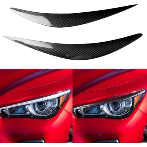 2Pcs Carbon Fiber Car Sticker Headlight Eyebrow Trim for Infiniti Q50 2014-2019 Headlight Eyebrow Carbon Fiber Car Supplies