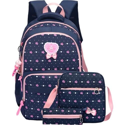 3 pcs/sets Durable School Bag Primary School Backpack for Teenagers Girls Schoolbags Kid Backpacks Dot Print Mochila Escolar