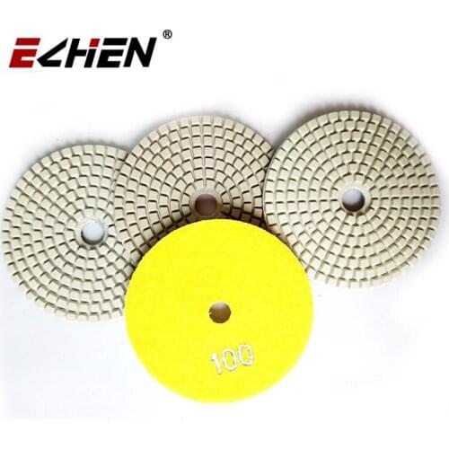 4 inch Square Shape White Granite Diamond Polishing Pad For Wet Angle Grinder Sanding Disc Hook and Loop Backed
