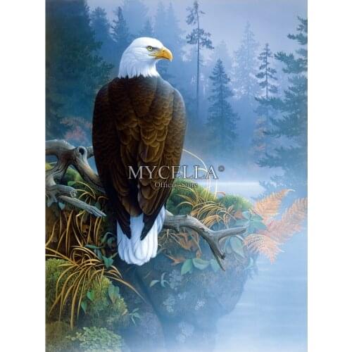 5d Diy Diamond Painting Full Square Icon Diamond Embroidery orest Eagle in the Mist Mosaic Home Decor Posters Needlework Canvas