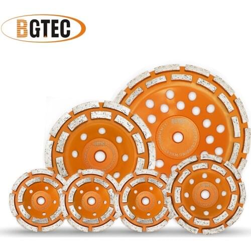 BGTEC 1pc 4'' 4.5'' 5'' 7'' Diamond Double Row Grinding Cup Wheel concrete, Masonry, Granite marble Grinding discs