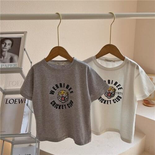 Childrens T-shirt 2021 Summer New Baby Boys and Girls Cartoon Tiger Print Short Sleeve T Shirt Baby Casual T-shirt Kids Top Tee
