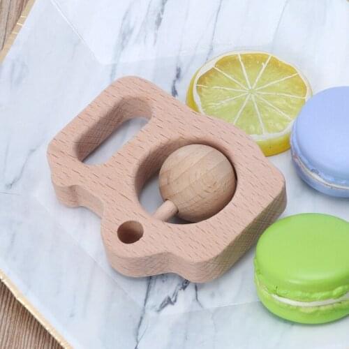 Baby Camera Beech Wood Rattle Teethers Hand Montessori Toy Play Gym Chew Toys 63HE