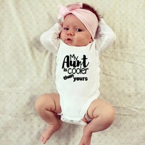 Newborn Baby Jumpsuit My Aunt Is Cooler Than Yours Baby Funny Bodysuit Infant Boy Girl Long Sleeve Playsuit Clothes