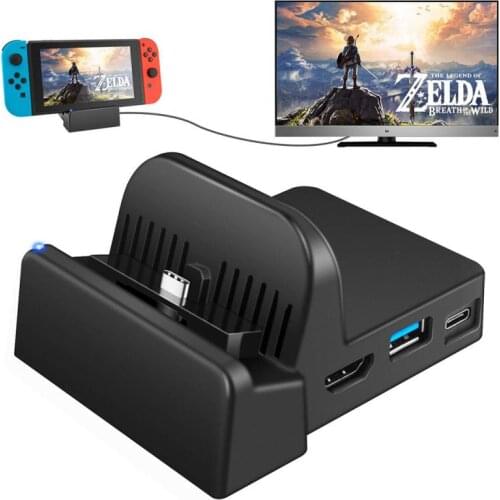 Portable TV Docking Station for Nintendo Switch HDMI-compatible USB Port Foldable Charging Stand Video Converter Dock