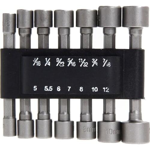 Power Nut Driver Drill Bit Metric Socket Wrench Screw 1/4in Hex Shank Anti Slip