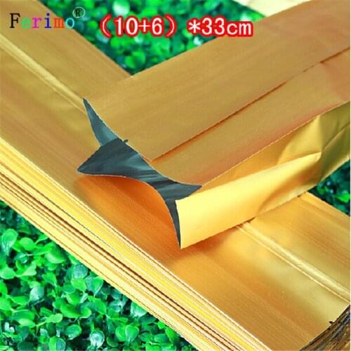 Ferimo 100pcs 10*33cm dark dumb gold organ bag, aluminum foil bag flowers tea food bags square packing storage bags