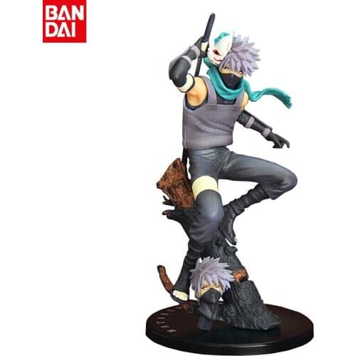 BANDAI Naruto Figure model 23CM Dark forces Kakashi Draw sword Can change head Anime Movie Figure PVC Toys