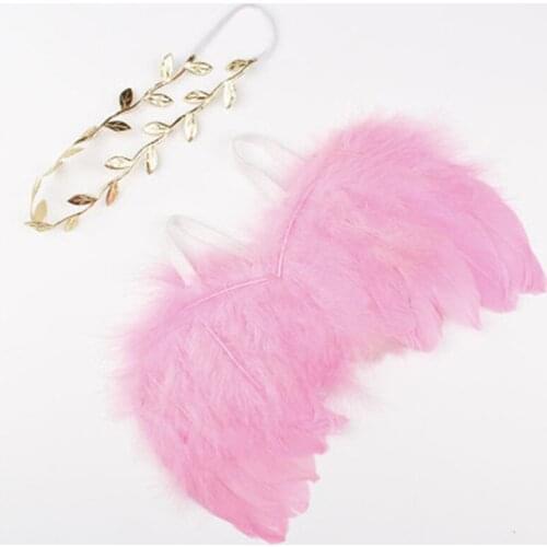 Hot Sale Baby Girls Feather Angel Wing Newborn Costume Outfit Cute Infant Photo Props Photography Props Headband Set Knit