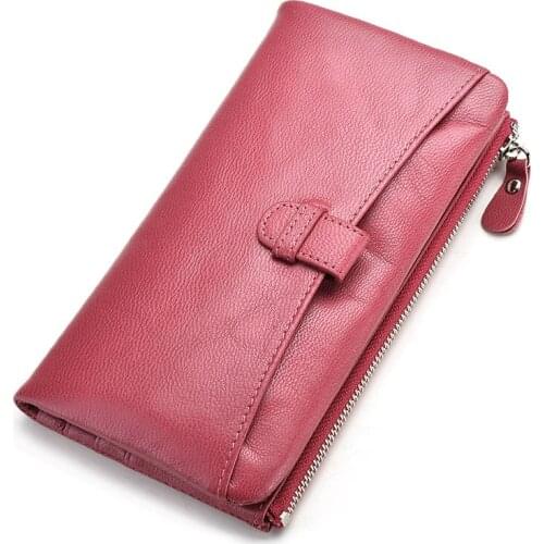 Retro 6 Colors Genuine Leather Men Women Long Wallet Real Sheep Skin Male Female Daily Purse Credit Card Holder Clutch Bag Money