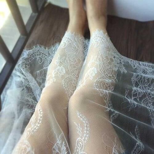 Soft High Quality Eyelash Wedding Lace Fabric Dress Curtain Fabric DIY Clothes Accessories Nylon Material Width 64CM 3M/lot