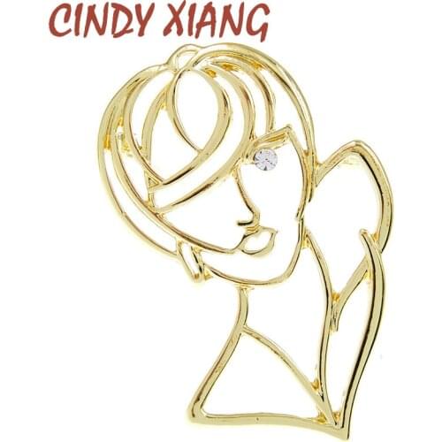 CINDY XIANG New Funny Gold Silver Color Metal Brooches Abstract Hollow Figure Face Unisex Brooch Pins Party Accessories Gifts