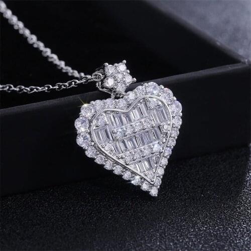Fashion Ladder Heart Shaped Full Zircon Necklace T Sugar Heart Stitching， Woman Four Seasons Charm Jewelry