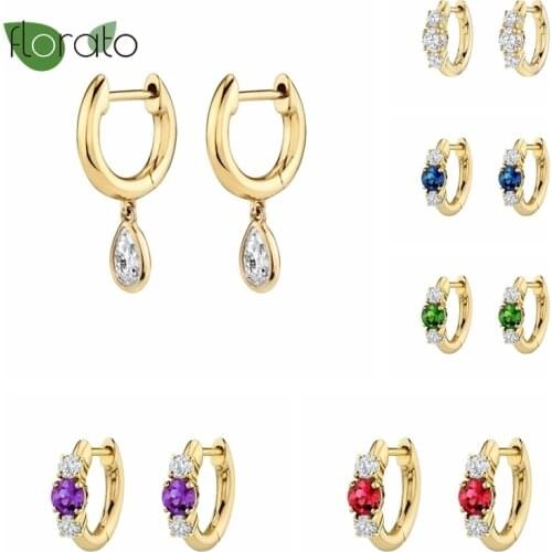 925 Sterling Silver Rainbow Crystal Earrings Exquisite Gifts for Women Ladies Girls Birthday Cake Bijoux Zircon Earrings Pendant