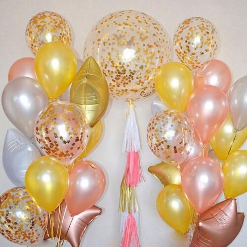 34pcs/set Golds Star Confetti Balloons 18inch Metallic Star Foil Balloon Kids Birthday Baby Shower Decorations Party Supplies