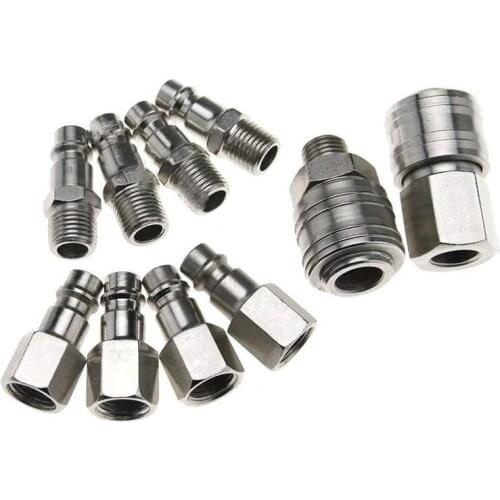 10 PCs Euro Hose Fitting Male Female Quick Release Air Line Hose Couplings Fitting 1/4 inch BSP Connector