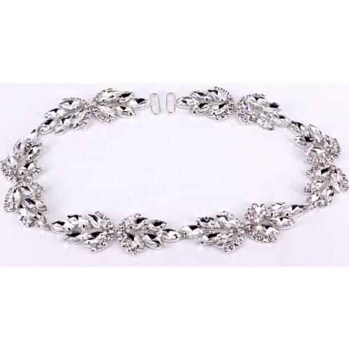 Silver Handmade Rhinestone Belt DIY Wedding Dress Gown Sash Thin Bridal Bridesmaids Headband