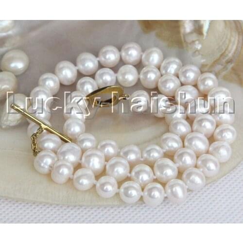 Super Luster natural Selectable 9mm white round freshwater pearls necklace c136