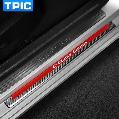 Interior Decoration Moulding Door Sill Scuff Plate Guards Carbon Fiber Door Sills Protector Stickers For Mercedes C Class W204