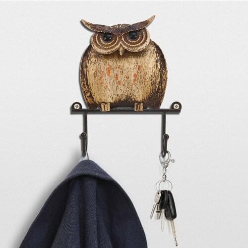 VINTAGE OWL SHAPED WALL HOOK RUSTIC CAST IRON CRAFT COAT HAT KEY HOLDER WALL DECORATIVE HOME DECORATION WALL HOUSEKEEPER R476