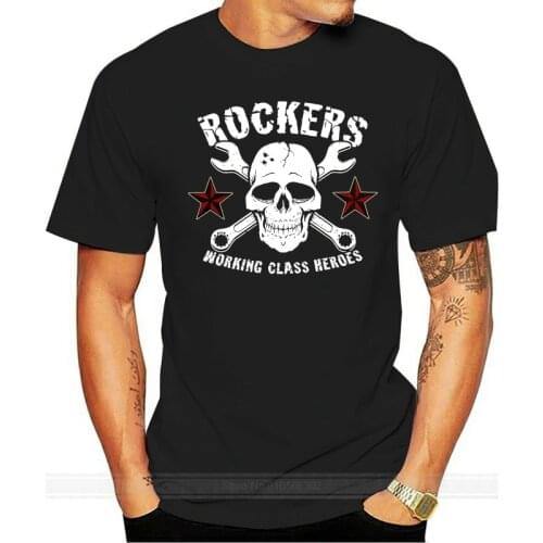 Funny Clothing Casual Short Sleeve T-Shirt ROCKERS WORKING CLASS HEROES - Rock'n'Roll Rockabilly Punk Rocker Skull T-shirt