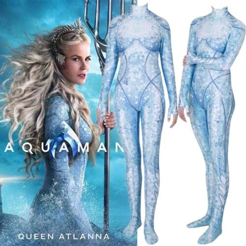 Women Kids Aquaman Queen Atlanna Cosplay Costume Zentai Bodysuit Suit Jumpsuits