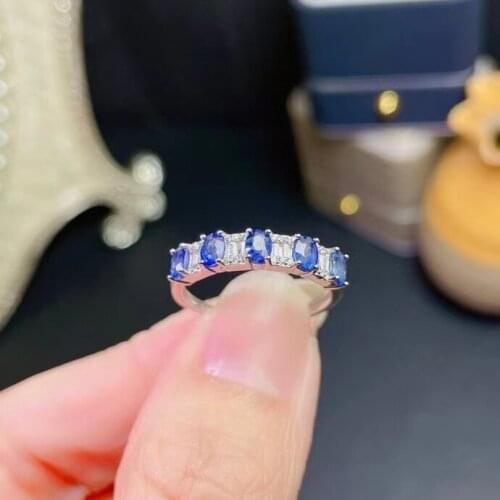 100% Natural Sapphire Ring for Daily Wear 3mm*4mm Natural Sapphire Silver Ring 925 Silver Sapphire Jewelry