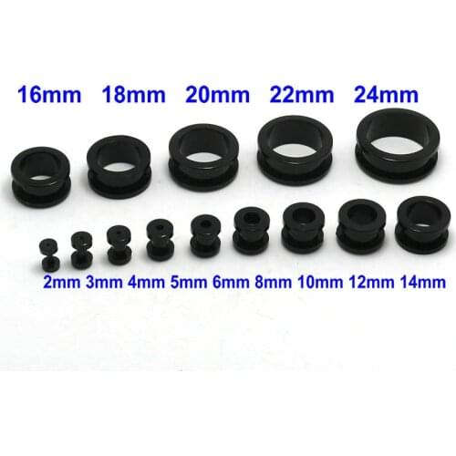 2-24mm black 1pair screw fit ear plug flesh tunnel ear gauges expander stretching ear wholesale body piercing jewelry