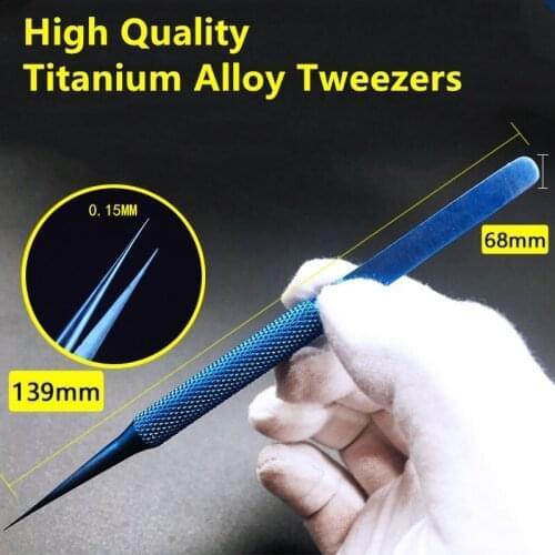 2pcsTitanium alloy tweezers Straight Curved Nail Tools Eyelash Extension Accurate Tweezers Nippers Pointed Clip Set Makeup Tools