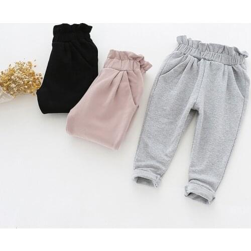 2017 Autumn Baby Girls Newest Fashion High Waist Ruffles Pants Vintage Harem Pants Baby Kids Clothing Kids Girls Cotton Trousers